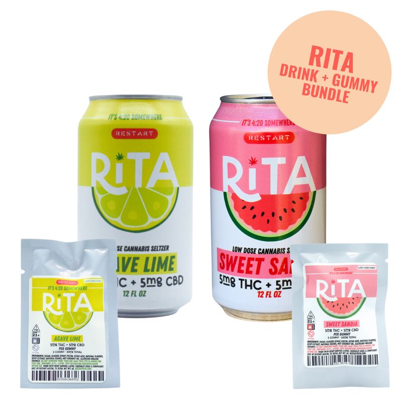RESTART Rita Dosidos 1:1 Delta 9 THC CBD 10mg Seltzer &amp; Gummy Bundle