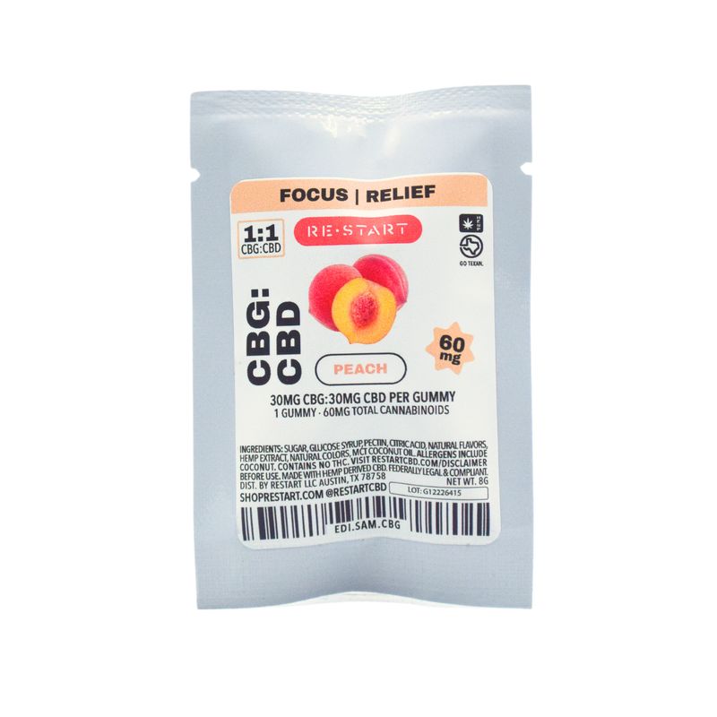 CBG 30mg + CBD 30mg Gummy 1-ct NO THC