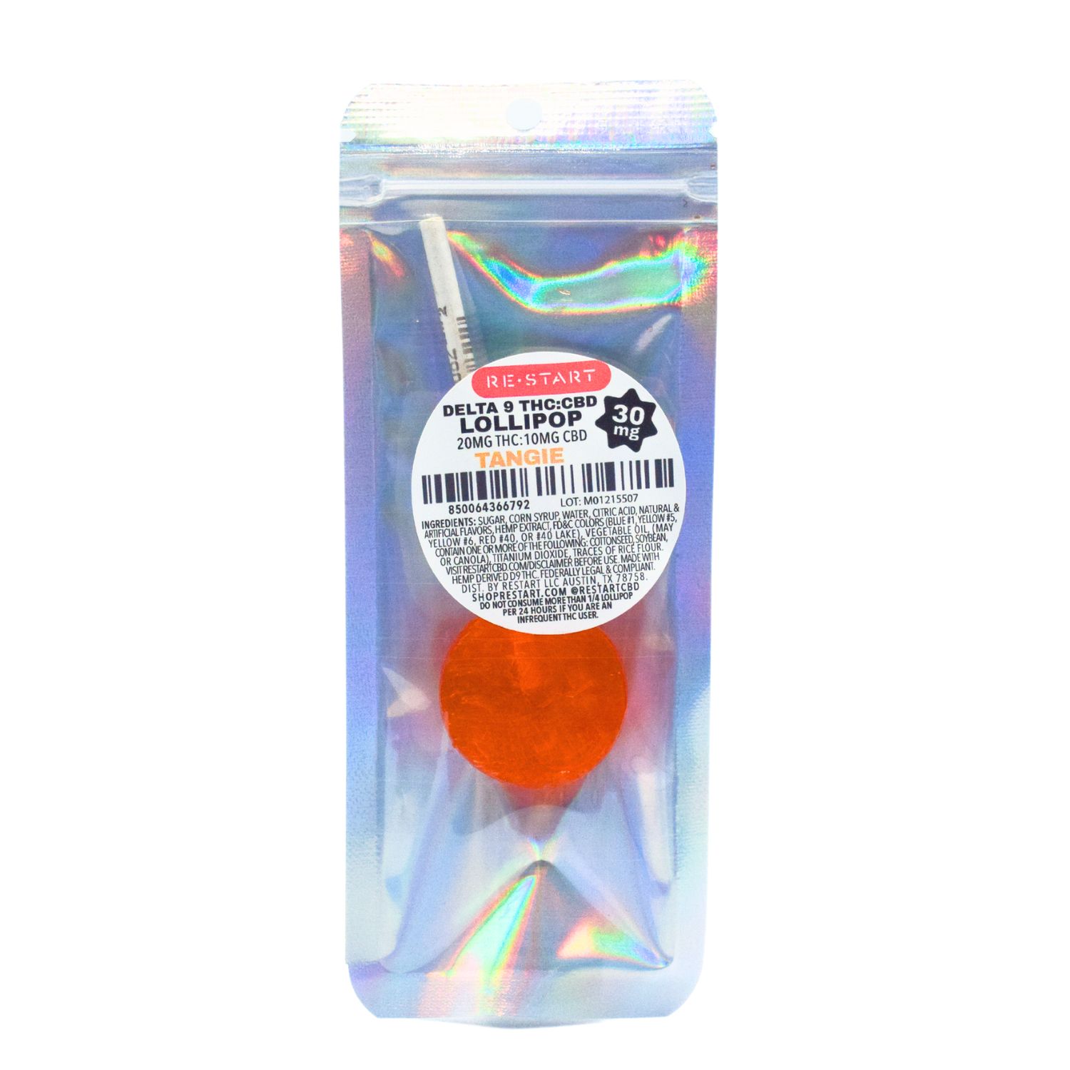 Delta 9 THC 20mg + CBD 10mg Lollipops Tangie, Count: 1-ct