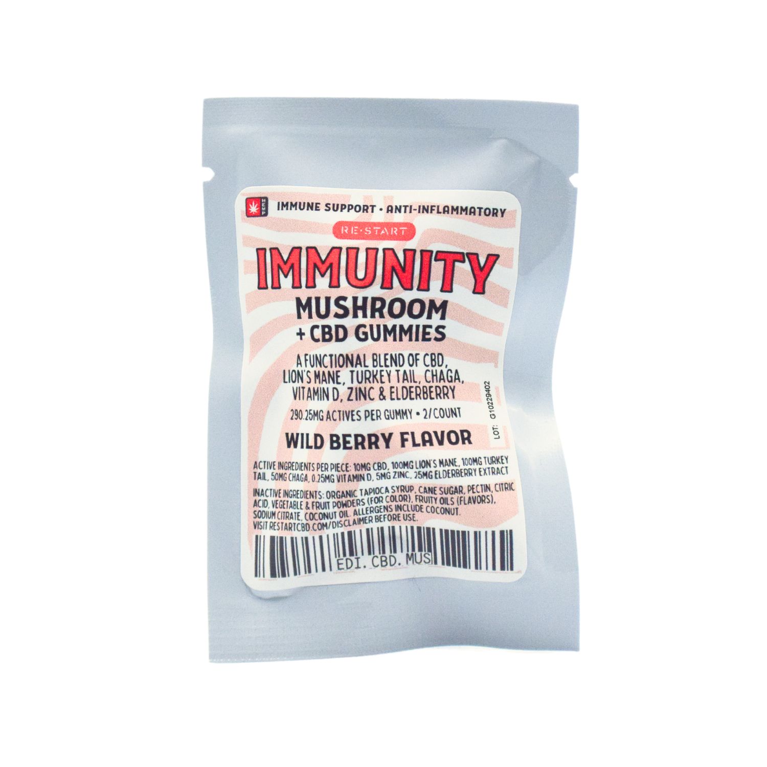 CBD Balance. &amp; Immunity Mushroom Gummies 2-ct NO THC
