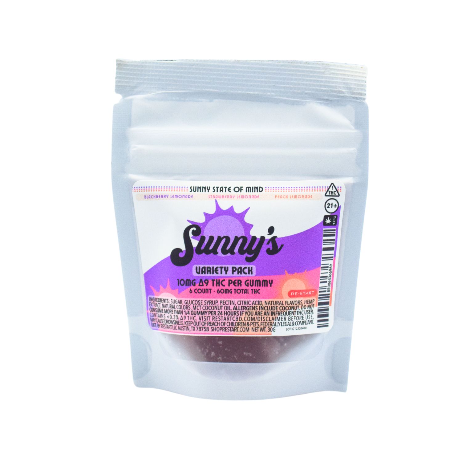 Sunny’s Delta 9 THC 10mg Gummies 6-ct Variety Pack