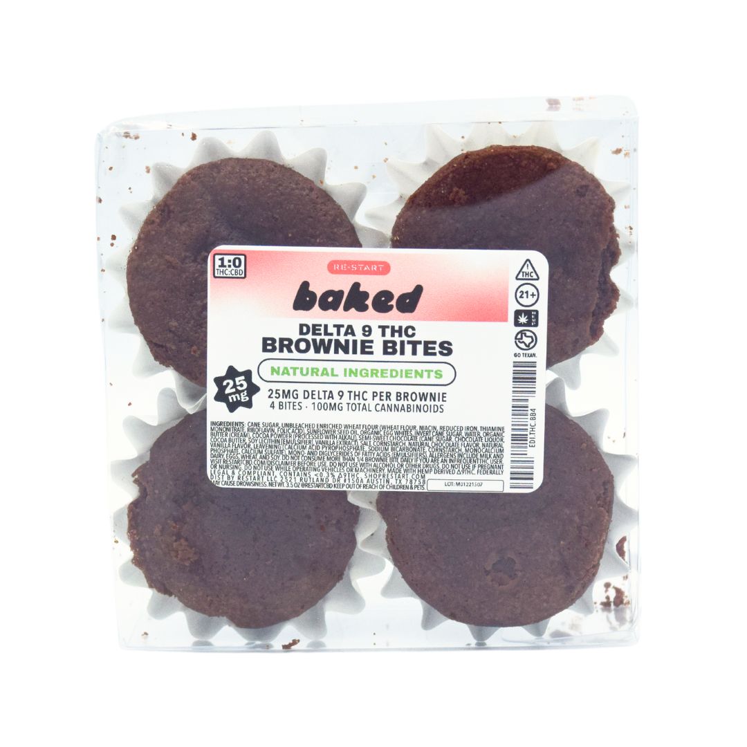 Delta 9 THC 25mg Organic Brownie Bites  (4-ct  100mg THC)