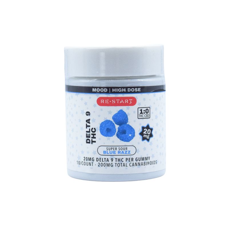 Delta 9 THC 20mg Super Sour Blue Raspberry Gummies