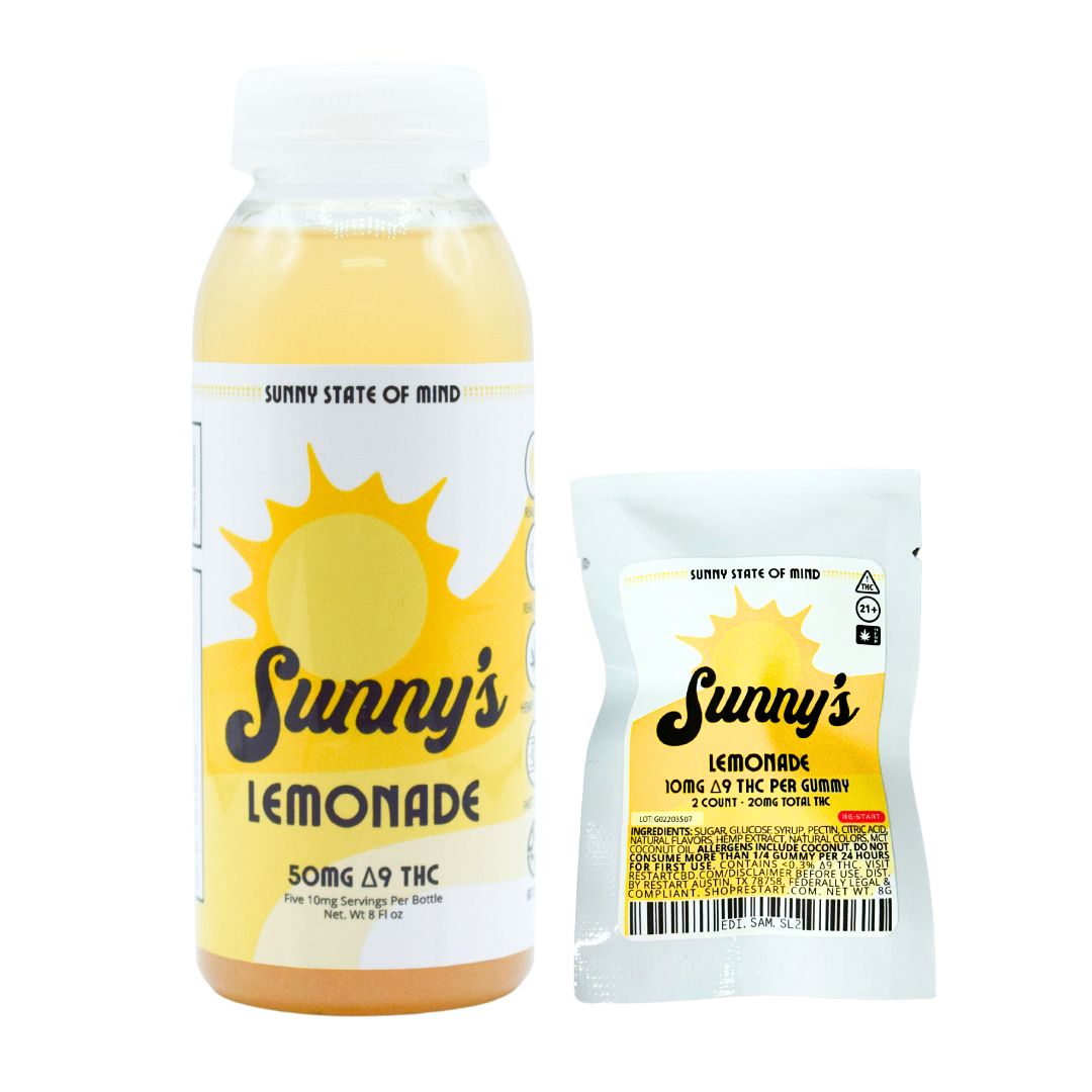 Sunny’s Delta 9 THC Lemonade + THC Gummies Duo Bundle, Flavor: Lemonade