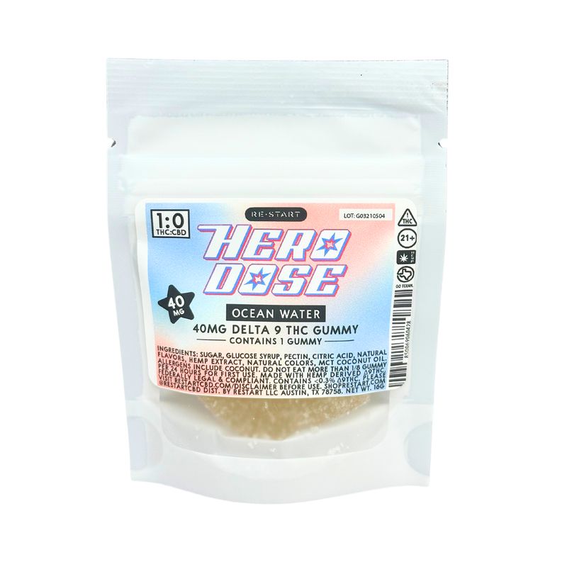 Hero Dose Delta 9 THC 40mg Gummies Ocean Water 1-ct (Coconut Lime)