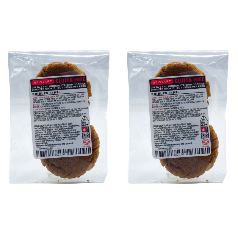 Delta 9 THC 25MG Gluten Free Chocolate Chip Cookies (4ct 100MG)