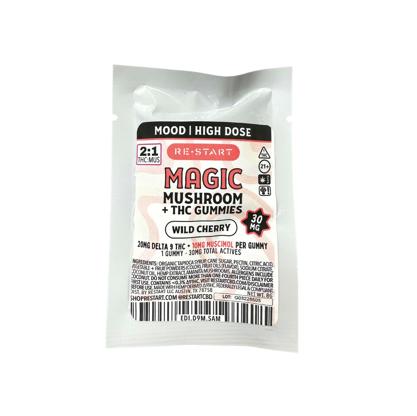 Delta 9 Magic Mushroom Gummies 30mg Wild Cherry 1-ct