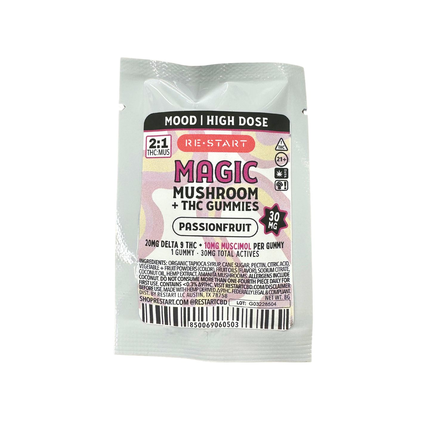 Delta 9 Magic Mushroom Gummies 30mg Passion Fruit 1-ct