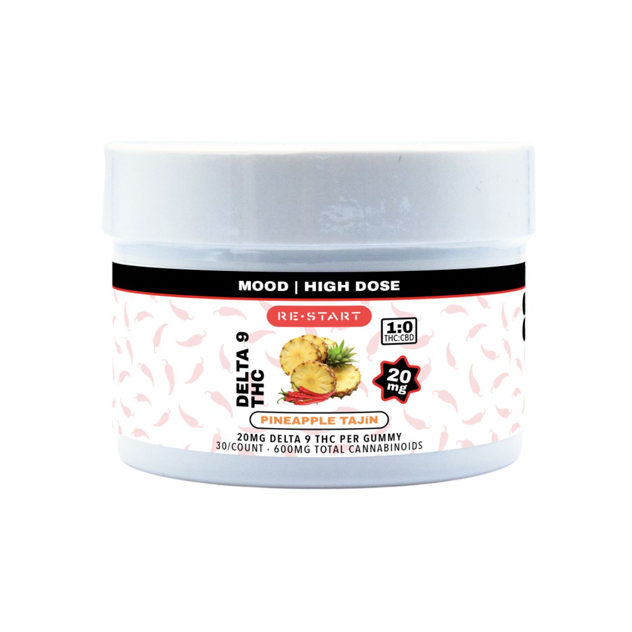 Delta 9 THC 20mg Gummies - Pineapple Tajin, Count: 30-ct (Reg Price $130)