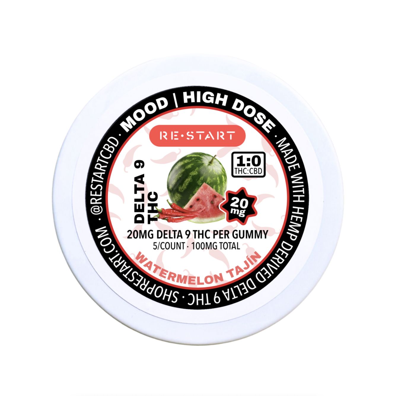 Delta 9 THC 20mg Gummies - Watermelon Tajin, Count: 5-ct (Reg. Price $24)
