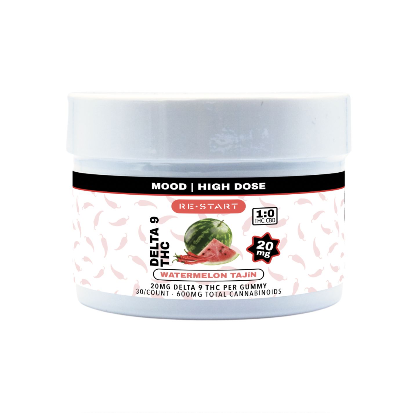 Delta 9 THC 20mg Gummies - Watermelon Tajin, Count: 30-ct (Reg. Price $130)