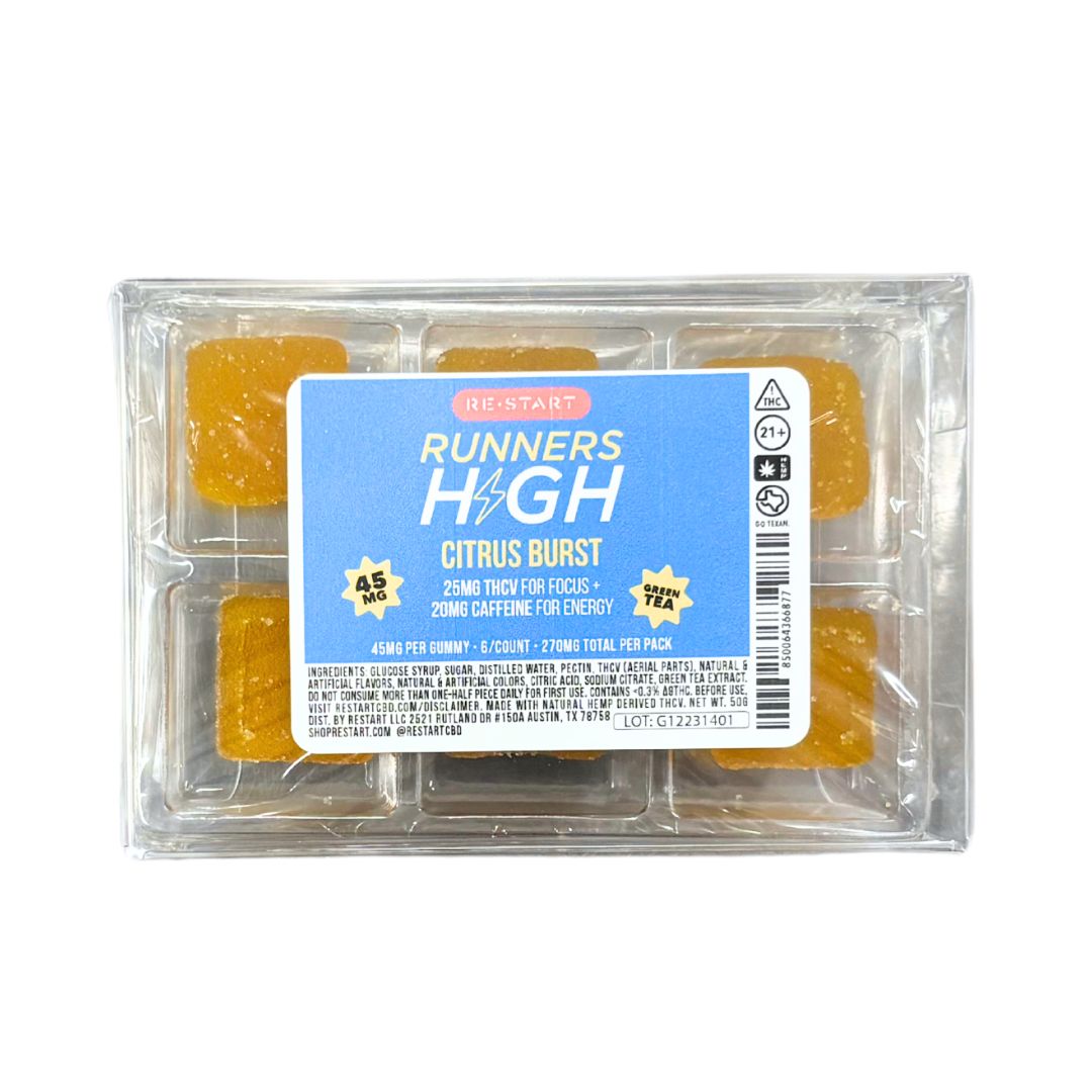 THCV 25mg + Green Tea  20mg Citrus Burst Runner’s High Gummies