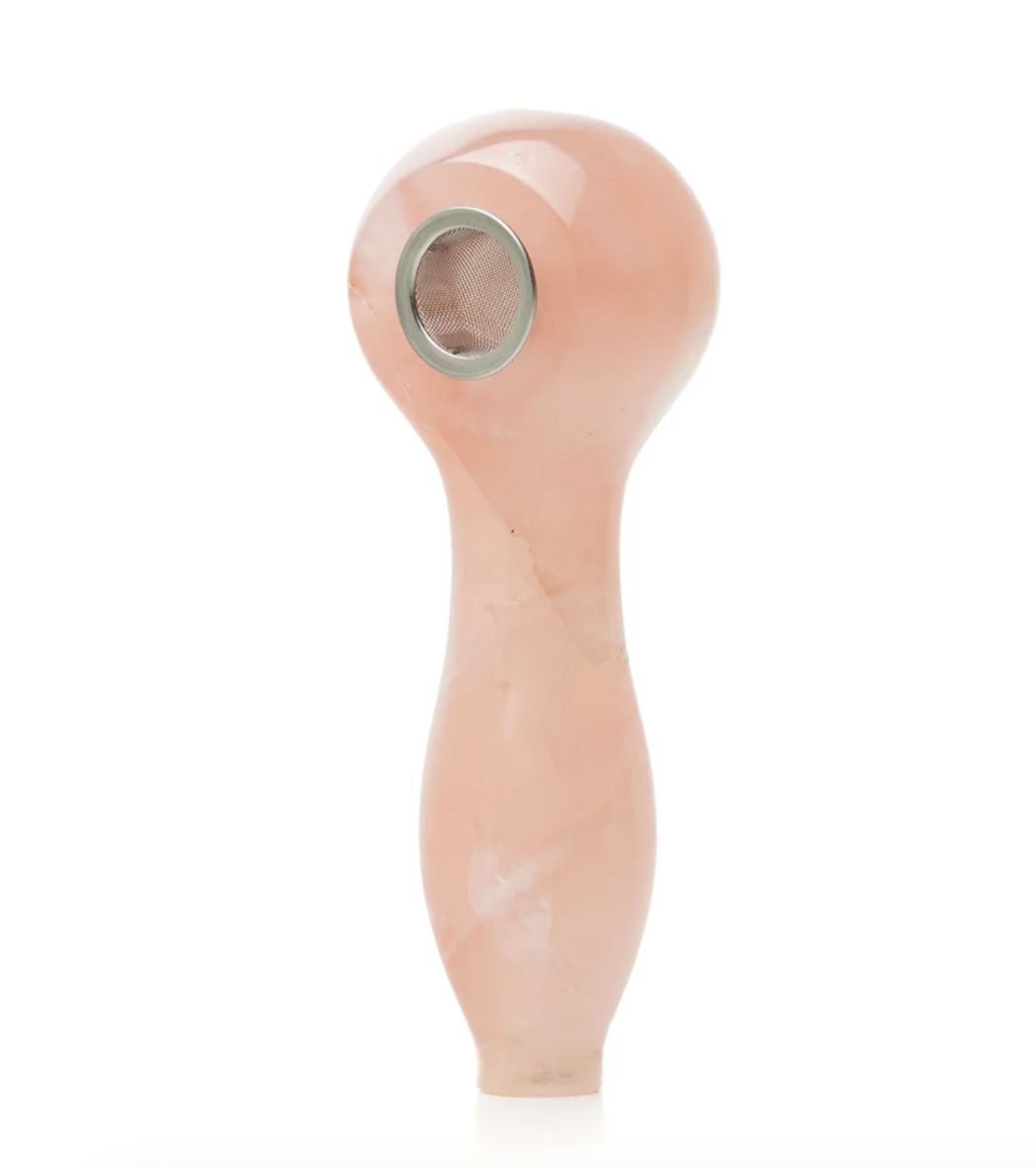 Astral Project Gemstone Spoon Pipe - Rose Quartz