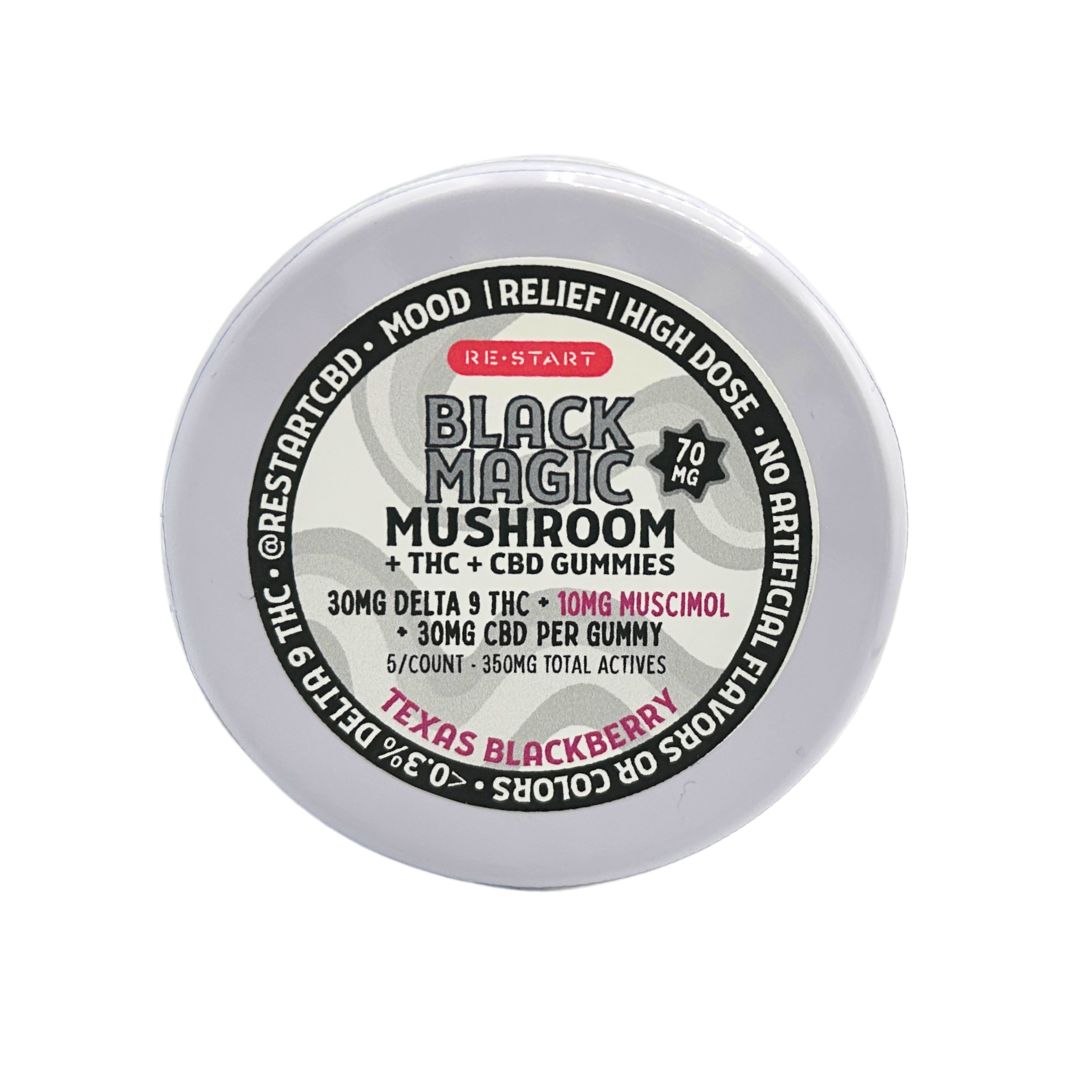 Delta 9 Black Magic Mushroom Texas Blackberry Gummies 70mg, Size: 5-pack