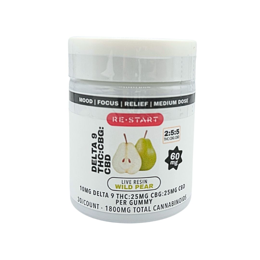 Delta 9 THC 10mg + CBG 25mg + CBD 25mg Pear Gummies Medium Dose, Count: 30-ct (Reg. Price $85)
