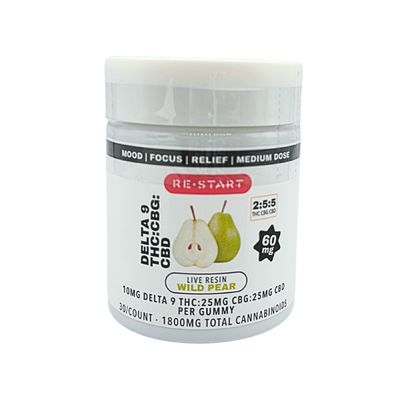Delta 9 THC CBG CBD 60mg Pear Gummies Live Resin