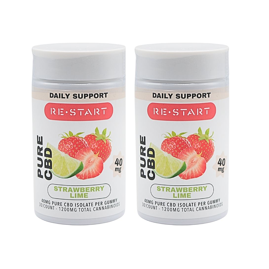 Pure CBD Gummies 40MG Strawberry Lime 30-ct NO THC, Count: x2 (2400mg CBD)