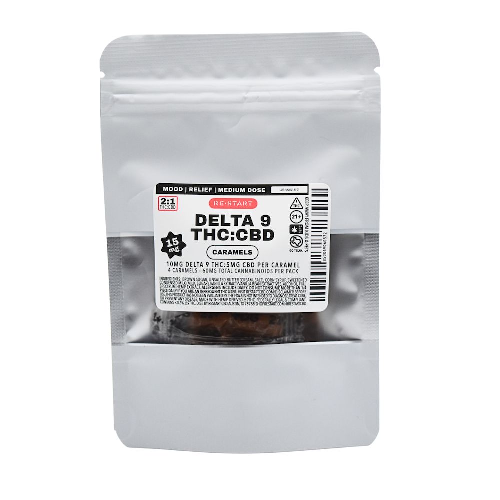 Delta 9 THC CBD 15MG Infused Caramels 2:1 4-ct (Total THC 40MG) Reg. Price $12