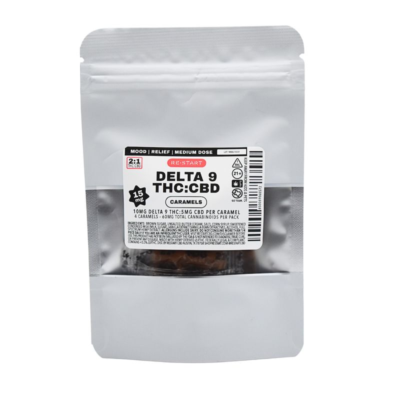 Delta 9 THC CBD 15MG Infused Caramels 2:1 4-ct (Total THC 40MG) Reg. Price $12