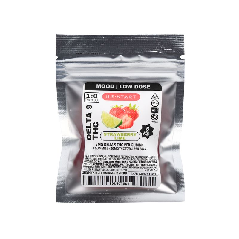 Delta 9 THC 5MG Gummies Strawberry Lime  4-ct