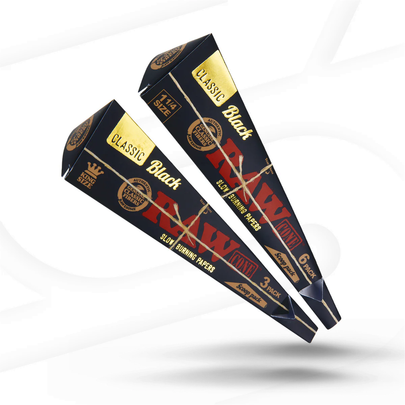 Classic Raw  Black Scoop Cones 3/pk (King Size)