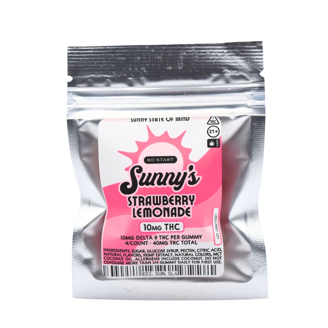 Sunny&#39;s Delta 9 THC 10mg Strawberry Lemonade Gummies 4-ct