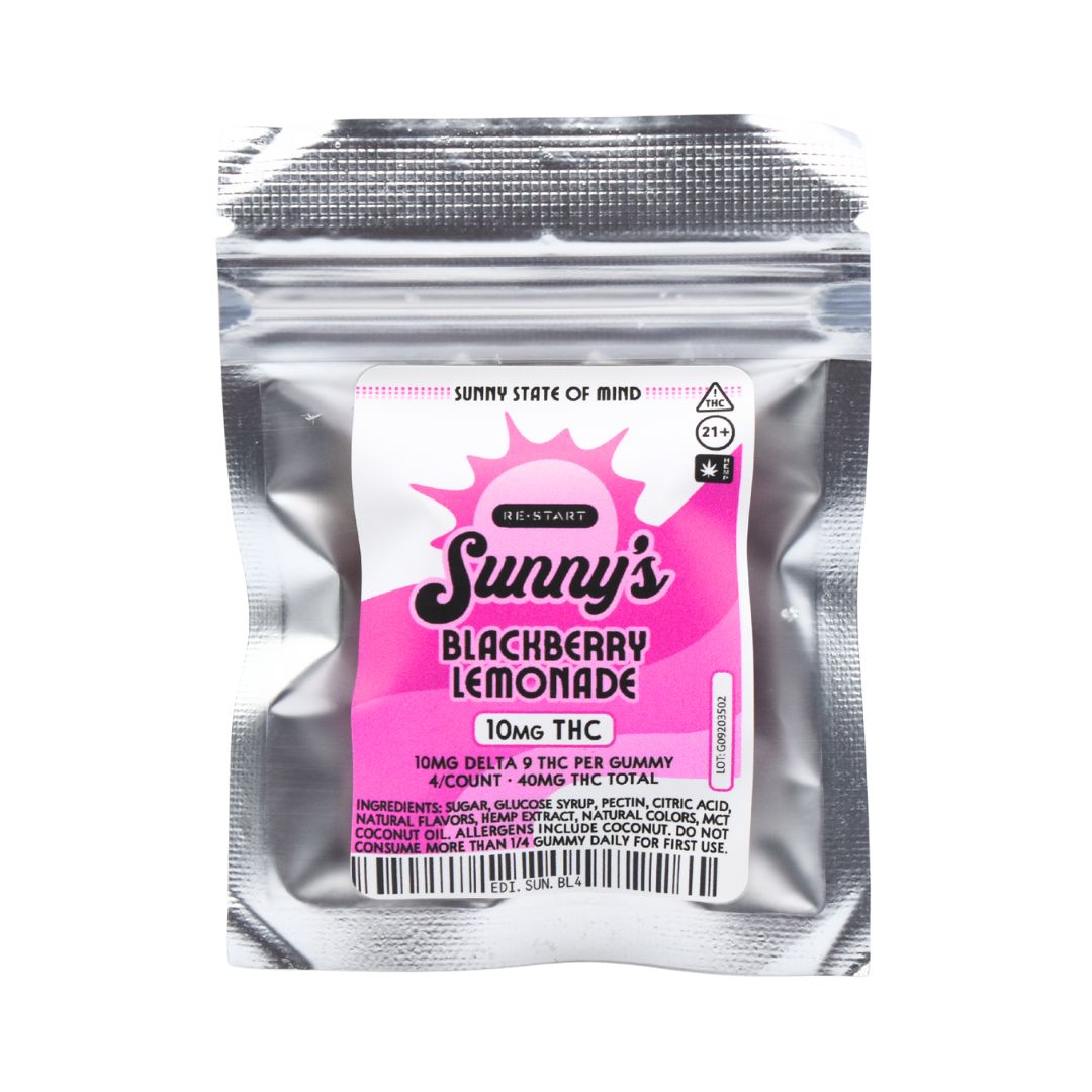 Sunny&#39;s Delta 9 THC 10mg Blackberry Lemonade 4-ct