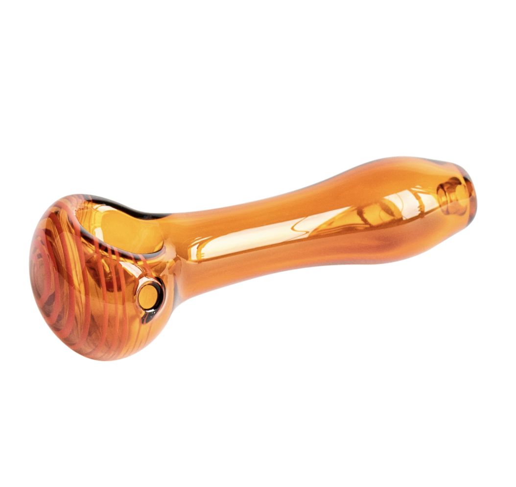 Red Eye Glass Econo Swirl Hand Pipe - Amber