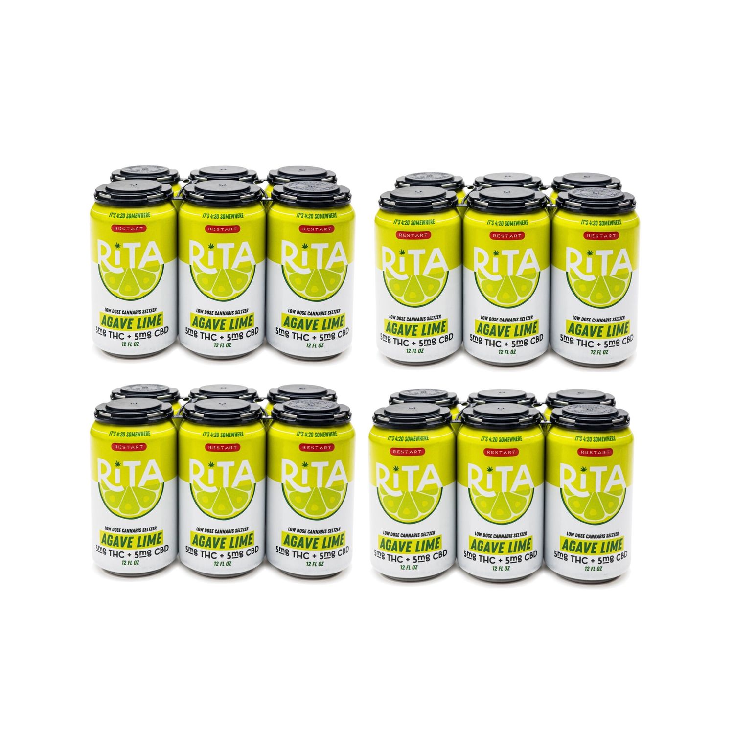 RESTART Rita Delta 9 THC  Cannabis Seltzer 24/pk, Count: Agave Lime