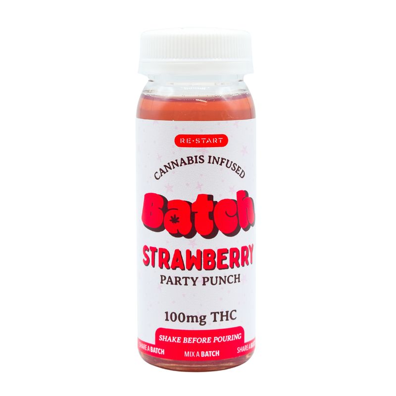 RESTART Batch 100mg Delta 9 THC Party Punch 4oz Strawberry (Reg. Price $20) RESTART Batch 100mg Delta 9 THC Party Punch 4oz Strawberry (Reg. Price $20)