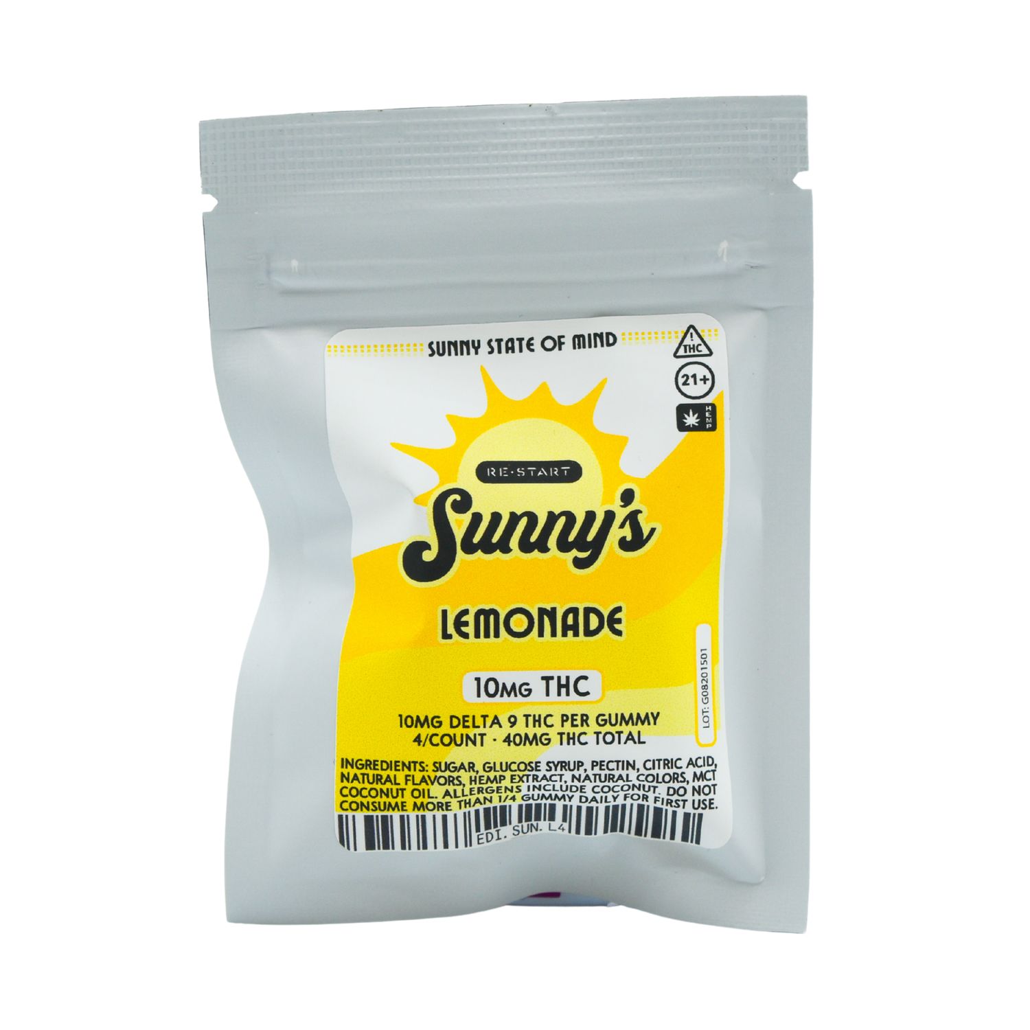 Sunny&#39;s Delta 9 THC 10mg Lemonade Gummies 4-ct
