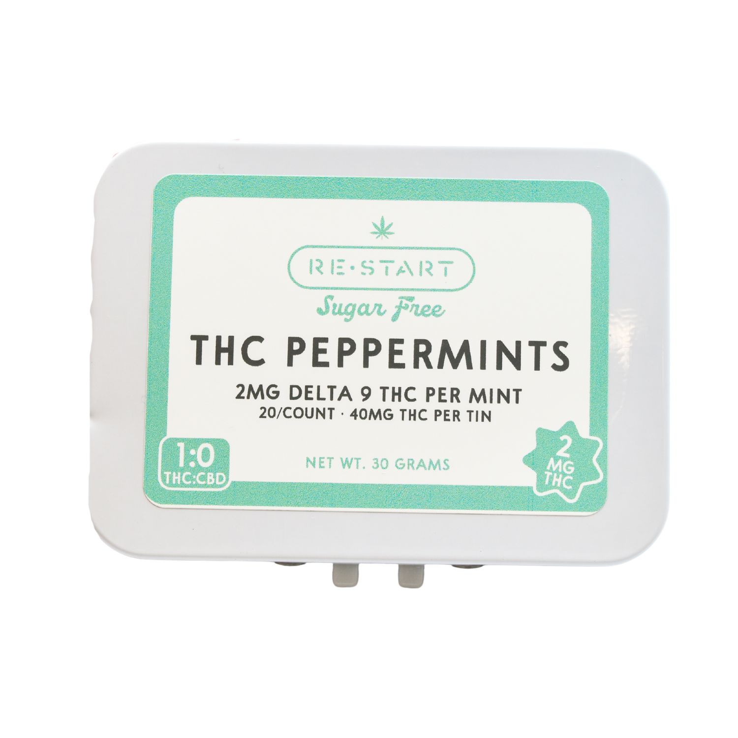 Sugar Free THC Peppermints 20-ct Microdose (Total THC 40MG)