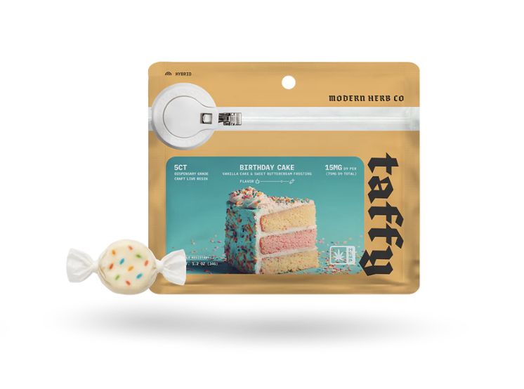 Live Resin D9 Taffy 5ct, Flavor: Birthday Cake