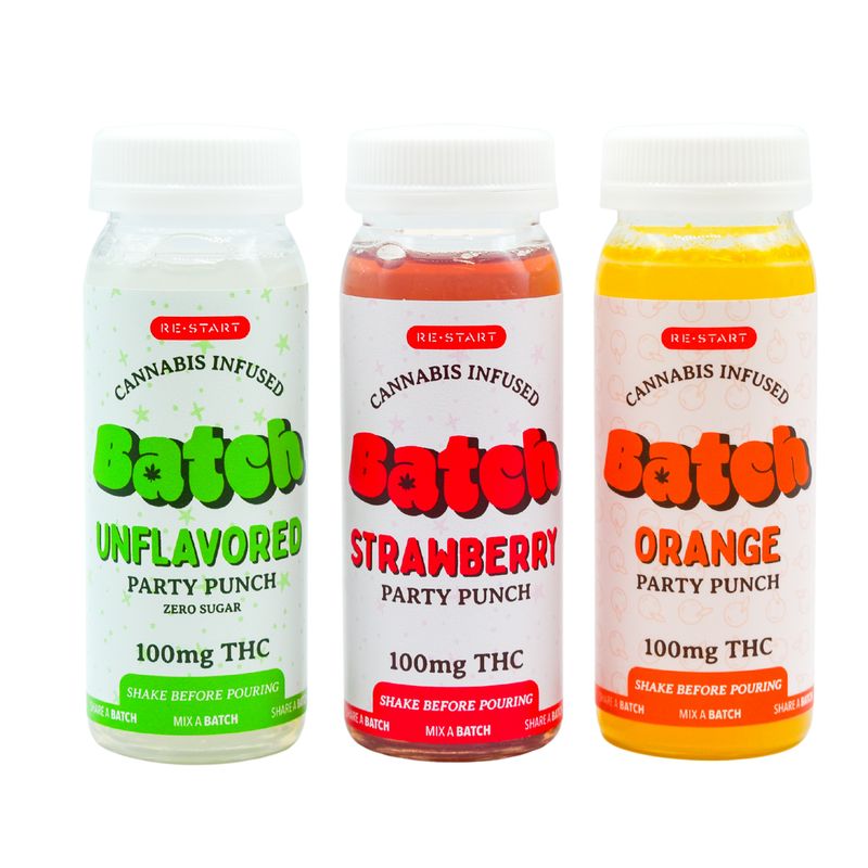 RESTART Batch 100mg D9 THC Party Punch 4oz 3-pack Bundle “Last Call for Pineapple&quot;