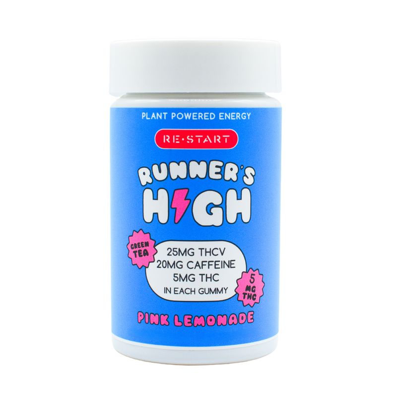 Runner&#39;s High THCV 25mg + Delta 9 5mg + Green Tea 20mg Gummies - Pink Lemonade