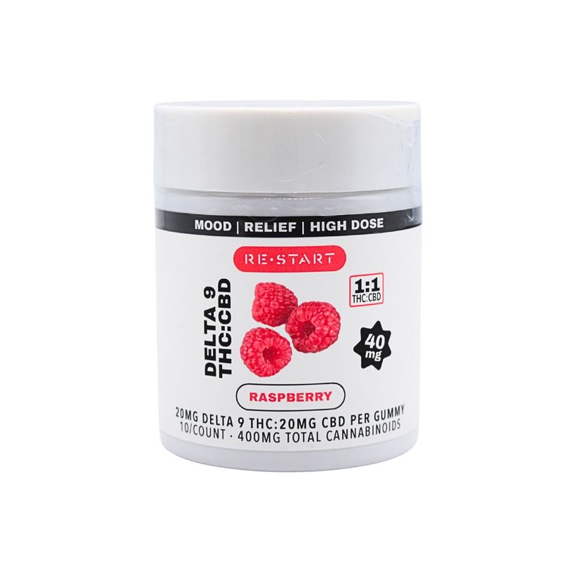 Delta 9 THC 20MG + CBD 20MG Gummies Raspberry