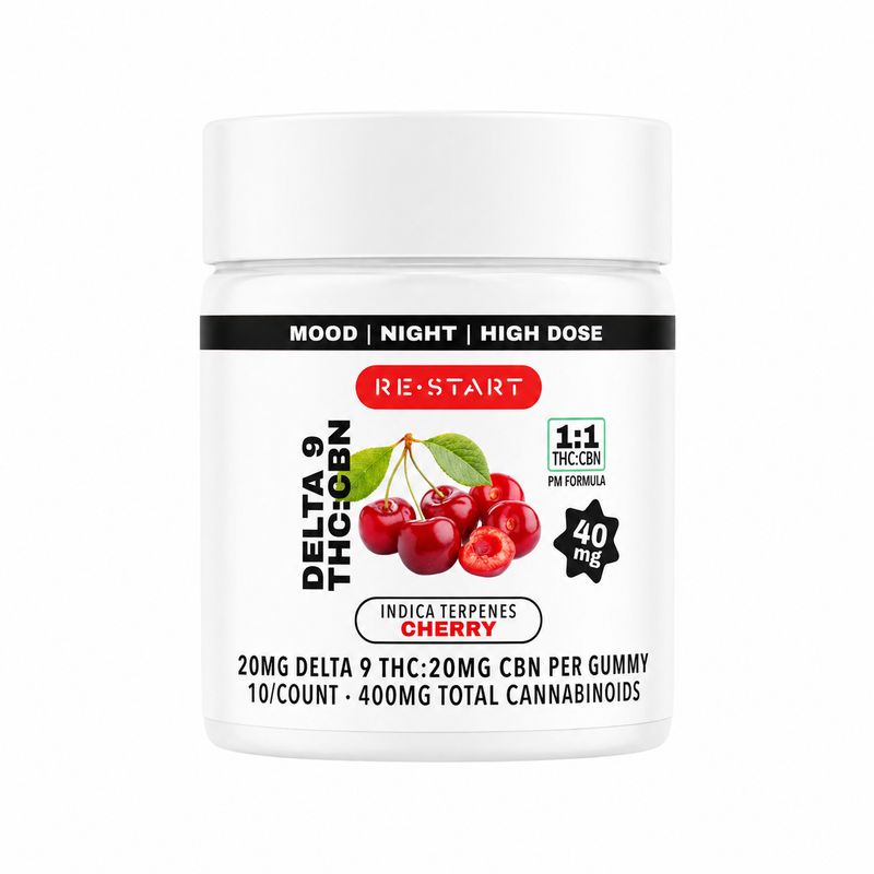 Delta 9 THC CBN 40MG Bedtime Gummies Cherry Indica