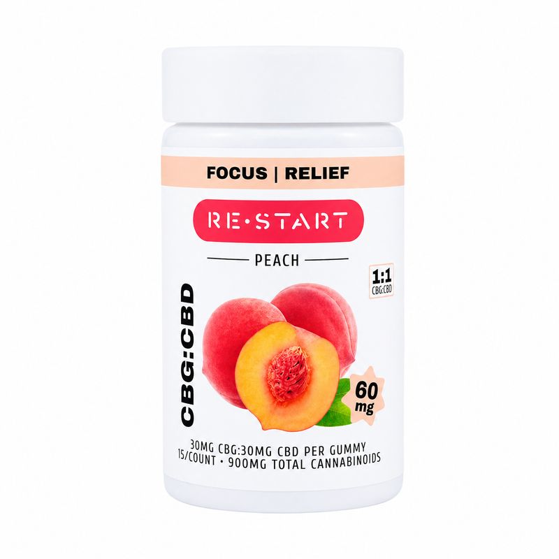 CBG CBD NO THC 60MG Gummies Peach (1:1)