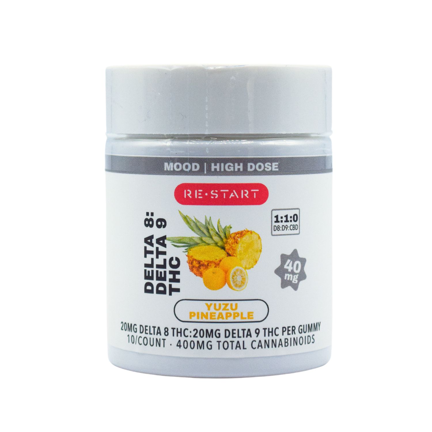 50% OFF - - D9 D8 THC 40MG Gummies Yuzu Pineapple, Count: 10-count (Reg. Price $50)