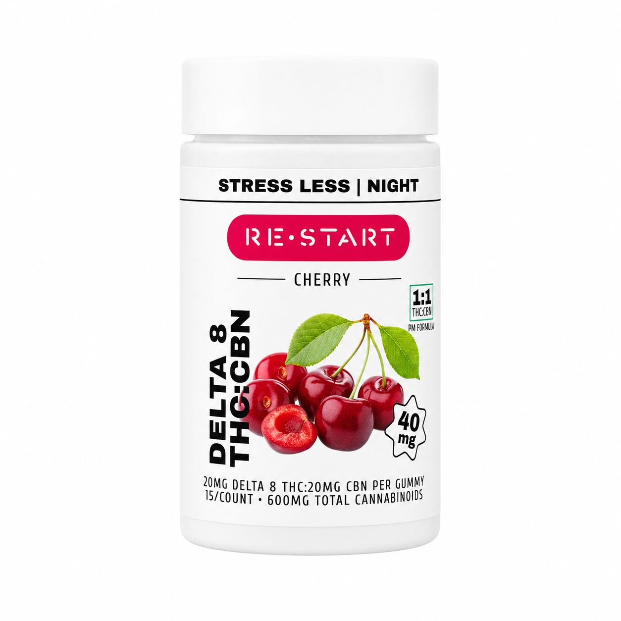 Delta 8 THC CBN 40MG Bedtime Gummies Cherry, Count: 15-ct