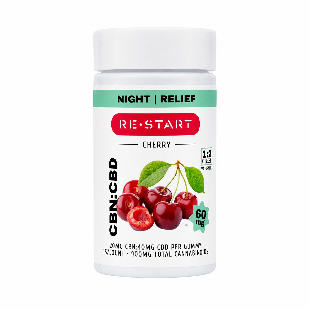 60MG CBN:CBD Bedtime Gummies - Cherry (1:2), Count: 15-ct (900MG)