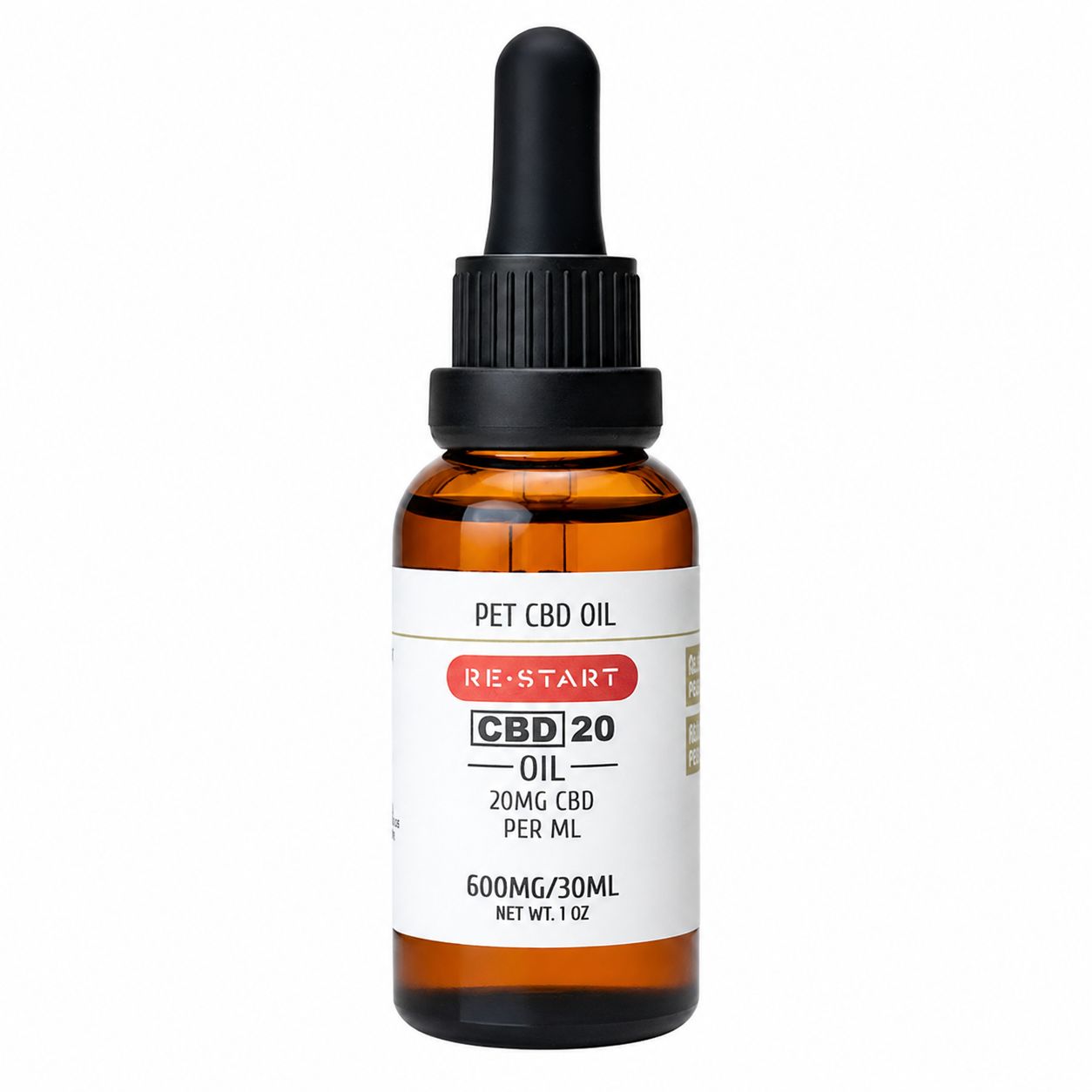 Pet CBD Oil NO THC 20mg/mL, Size: 30mL (600MG)