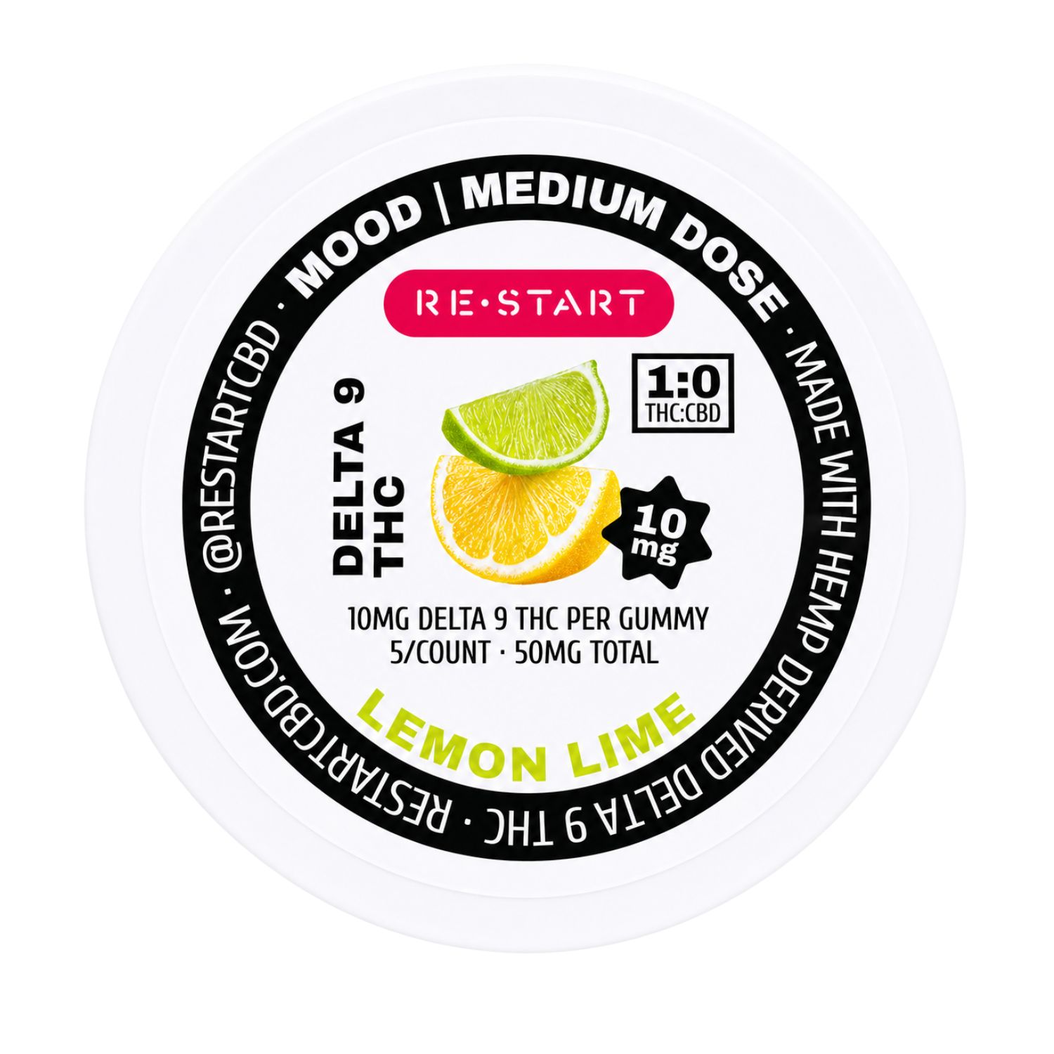 Delta 9 THC 10MG Gummies Lemon Lime, Count: 5-ct