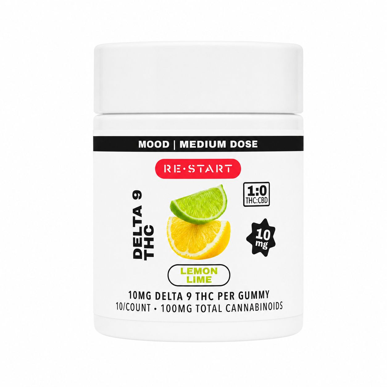 10MG THC Gummies - Lemon Lime /Sativa, Count: 10-ct