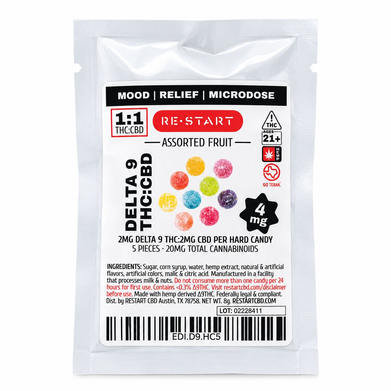 4MG THC:CBD Hard Candies 5-ct
