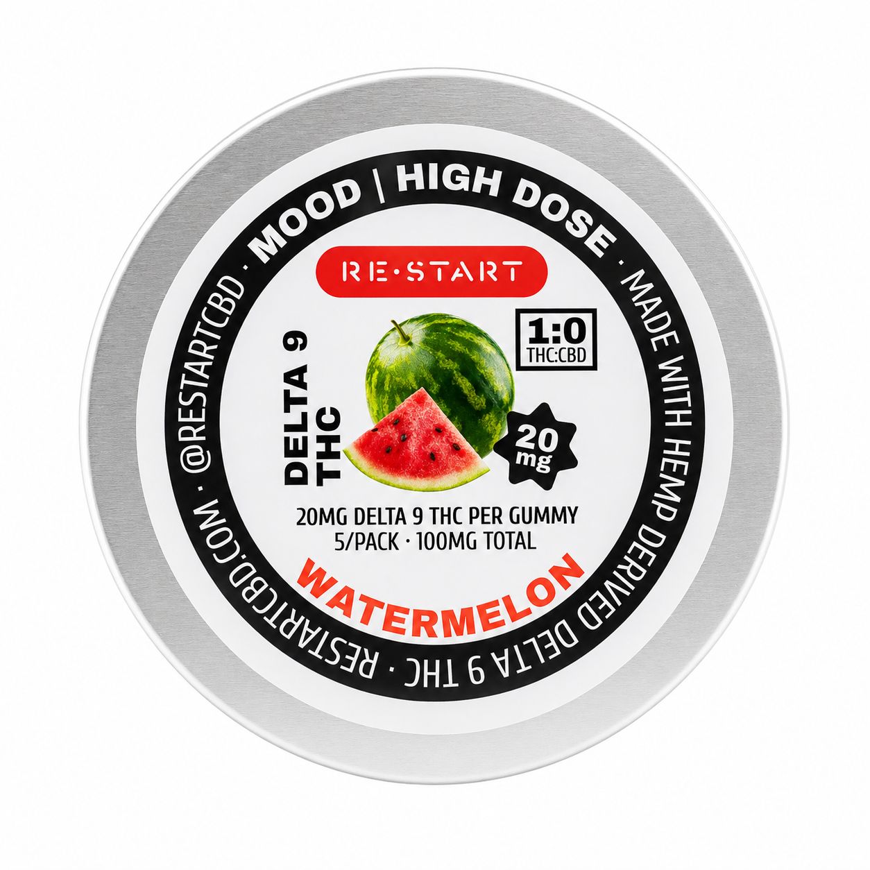 20MG THC Gummies - Watermelon, Count: 5-ct