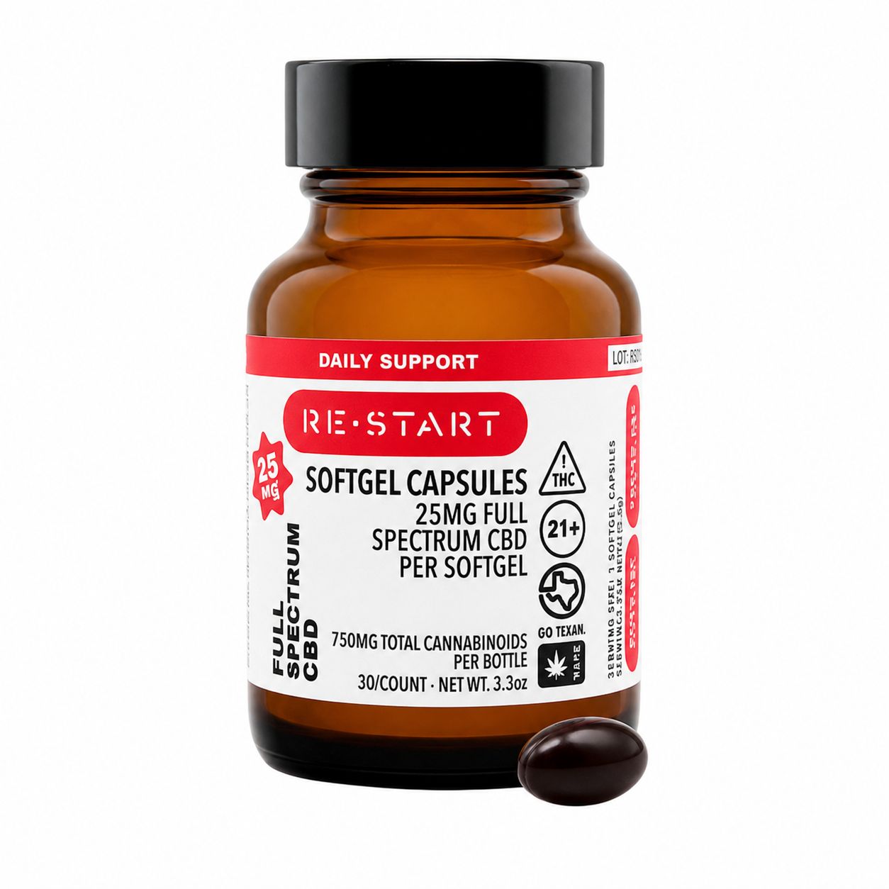 CBD Capsules 25mg Full Spectrum 30-ct
