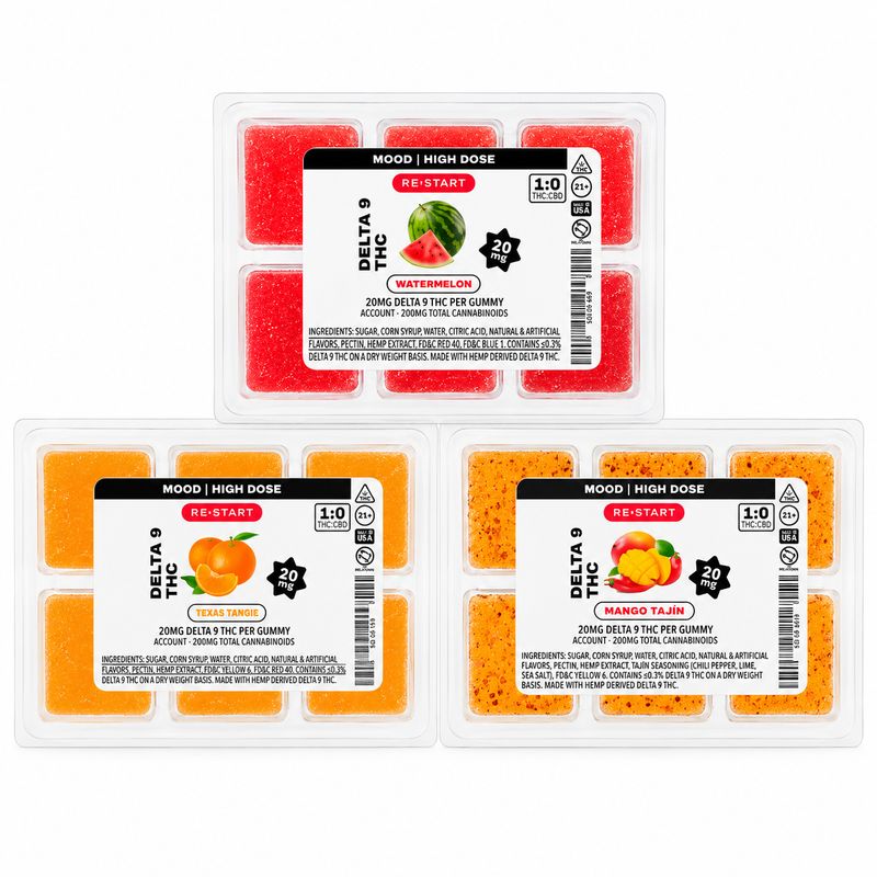 20% OFF - Delta 9 THC 20MG Gummies Trio 3 x 6-ct (Reg. Price $75)