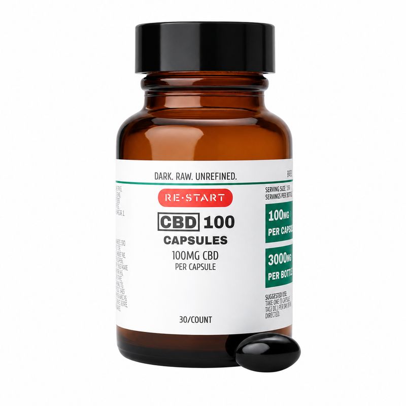 CBD Capsules 100MG Dark Unrefined Full Spectrum 30-ct High Strength