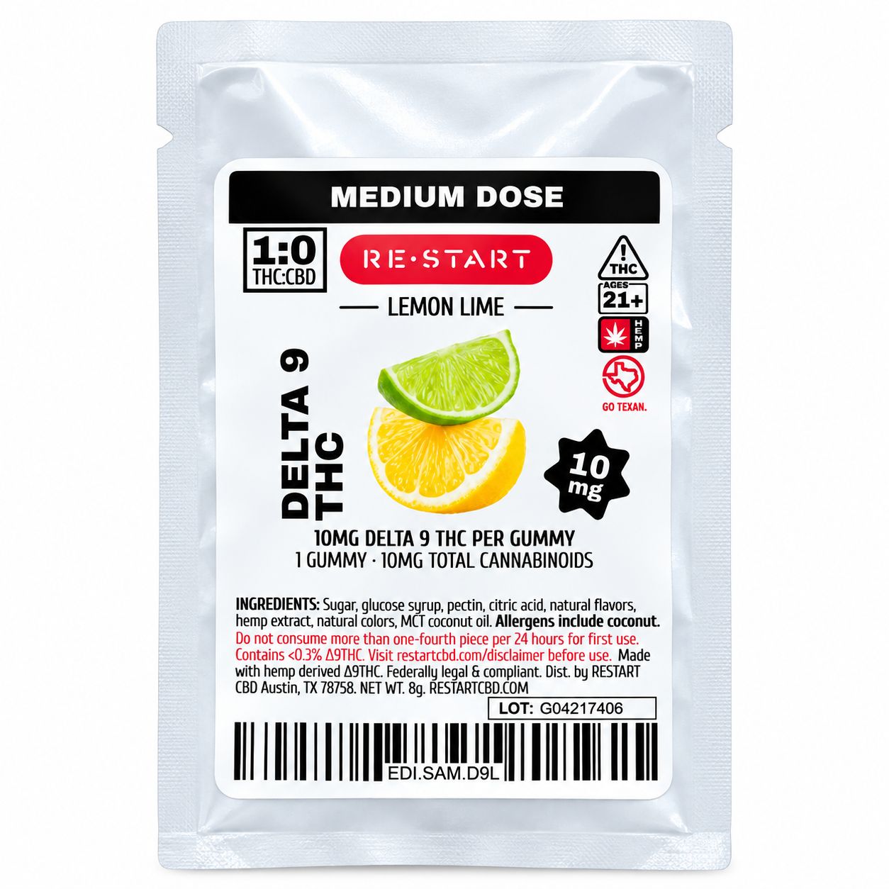 10MG THC Gummies - Lemon Lime /Sativa (1-ct)